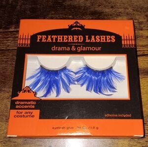 Feathered Eye Lashes Vibrant Blue Feathers Drama Glam Lash Falsies